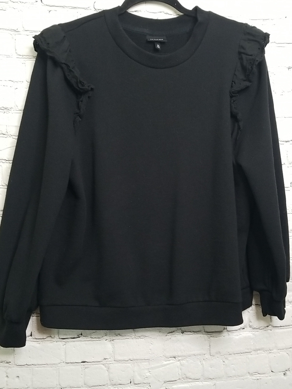 Who What Wear Cotton Top Lace Trim Long Sleeve Xlarge